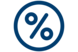 Icon eines Prozentzeichens mit Kreis drumherum