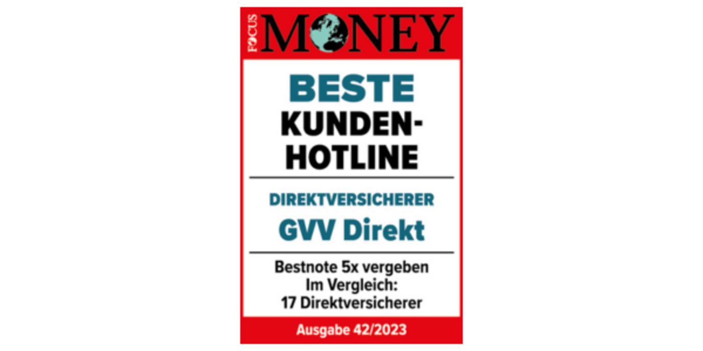 Testsiegel von FocusMoney: GVV Direkt hat beste Kunden-Hotline 2023