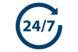 Kreis mit einem 24/7 Schriftzug