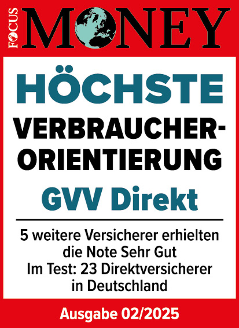 Testsiegel von Focus Money mit der Auszeichnung höchste Verbraucherorientierung (Note Sehr Gut)