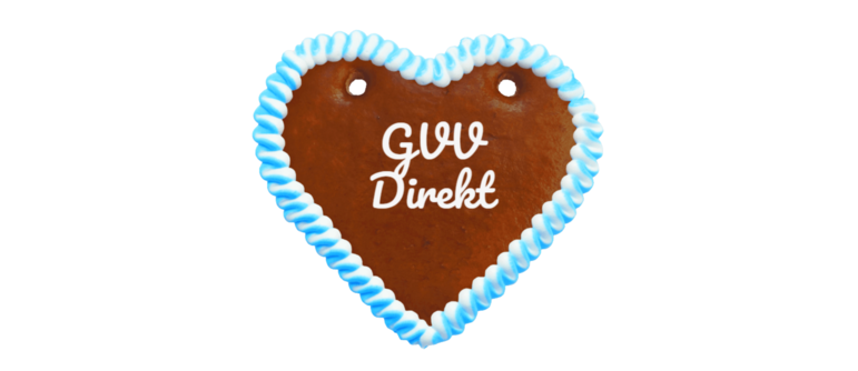 Lebkuchenherz mit Aufschrift "GVV Direkt"