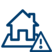 Icon von einem Haus und einem Grundstück mit Achtung-Zeichen unten rechts