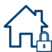 Icon von einem Haus mit einem verschlossenen Schloss