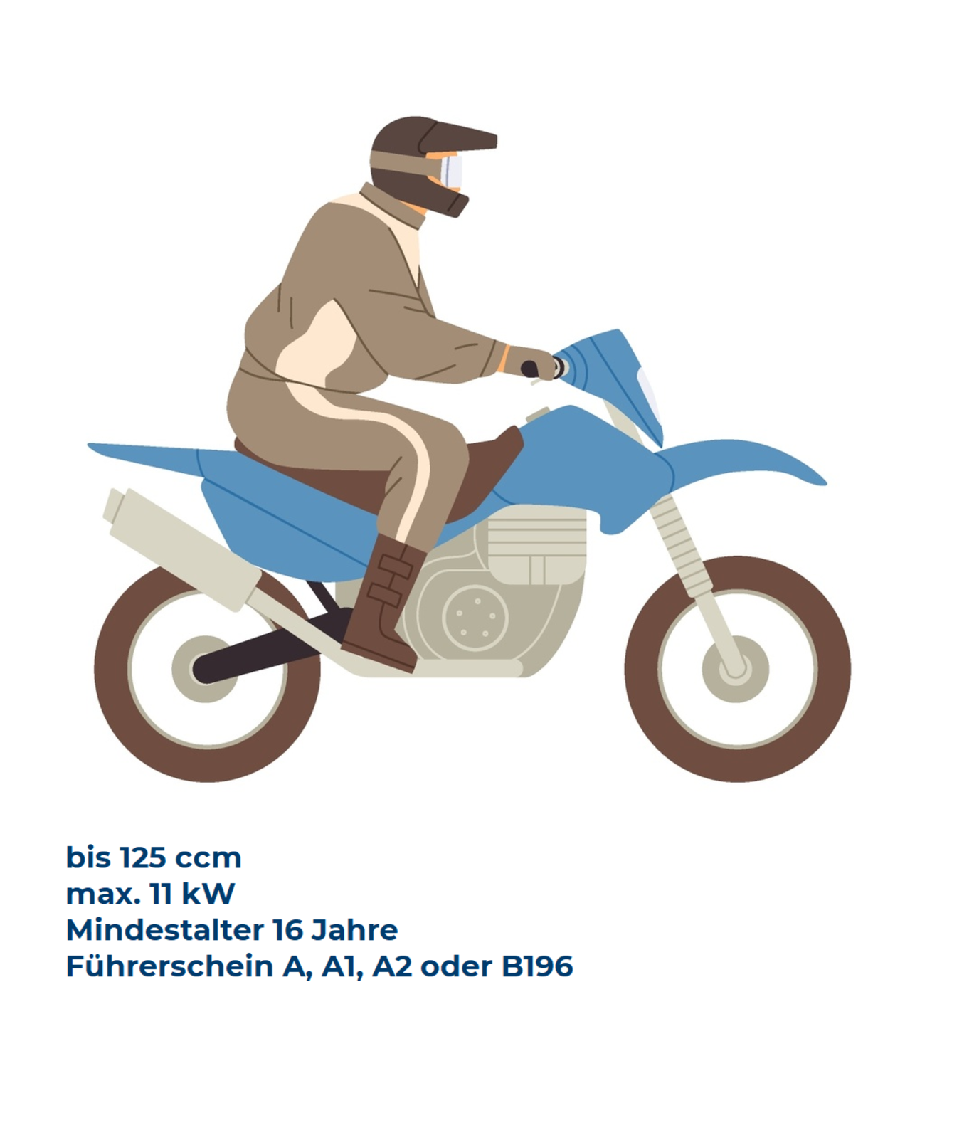 Illustration von einem Motorradfahrer, der auf einem Leichtkraftrad sitzt