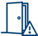 Icon von einer Tür mit einem Achtung-Zeichen unten rechts