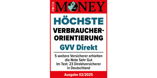 Testsiegel von Focus Money mit der Auszeichnung höchste Verbraucherorientierung (Note Sehr Gut)